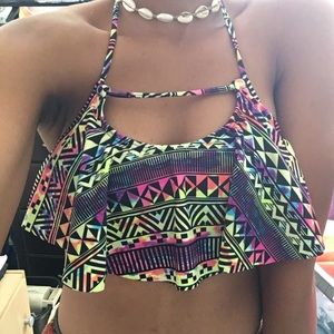 Geometric print bikini top
